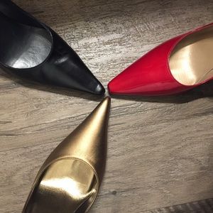 Stuart Weitzman Pumps- 3 pairs (black, gold, red)